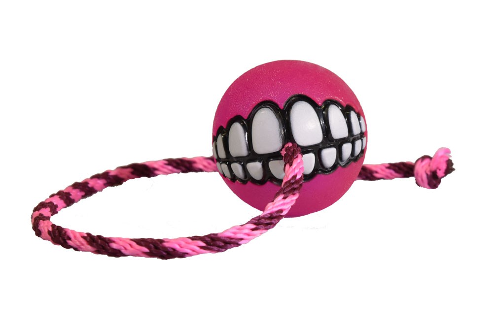 D&C Tandboll med rep 64 mm rosa för hundar