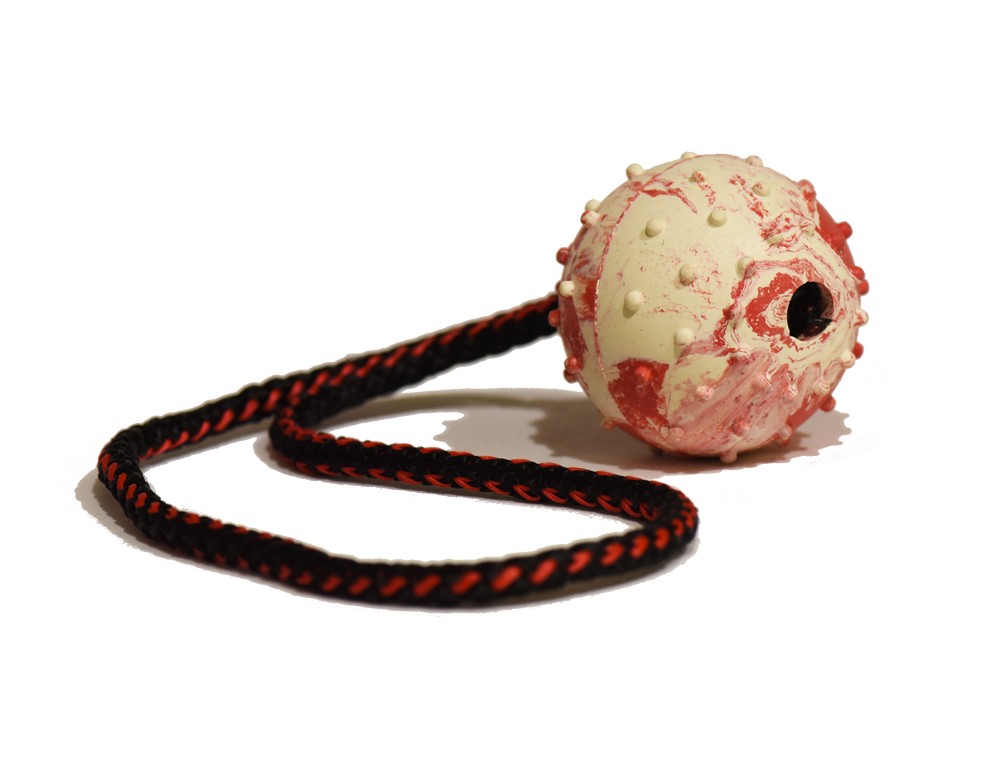 D&C Solid gummiboll med rakt rep 5 cm för hundar