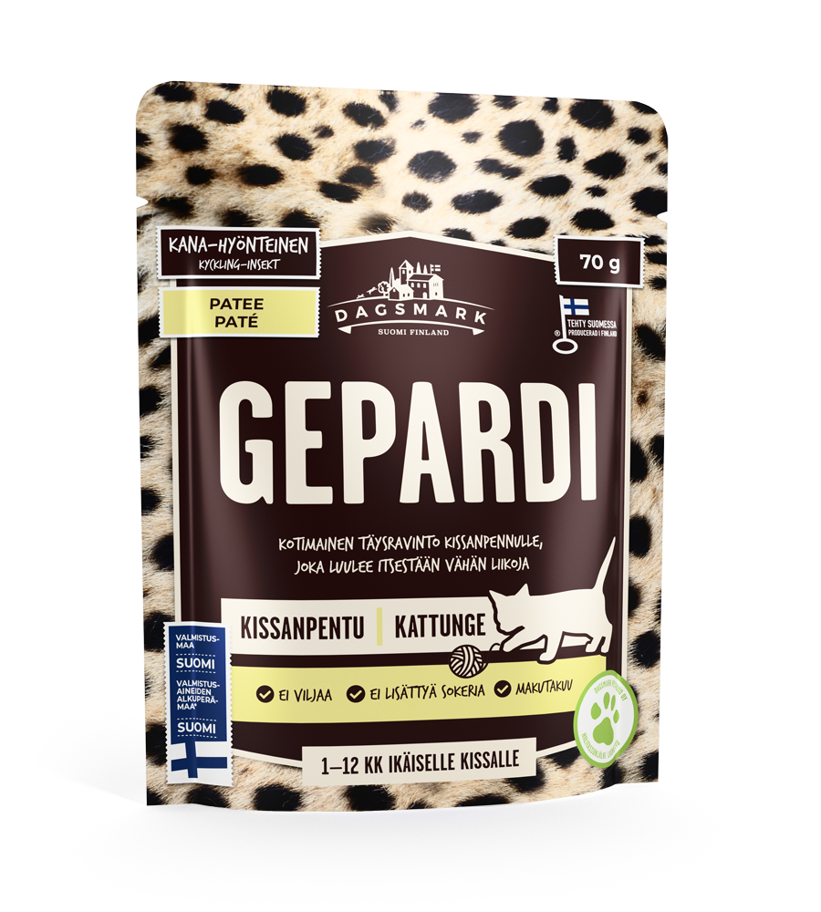 Dagsmark Gepardi kyckling- och insekts­paté för kattungar 70 g