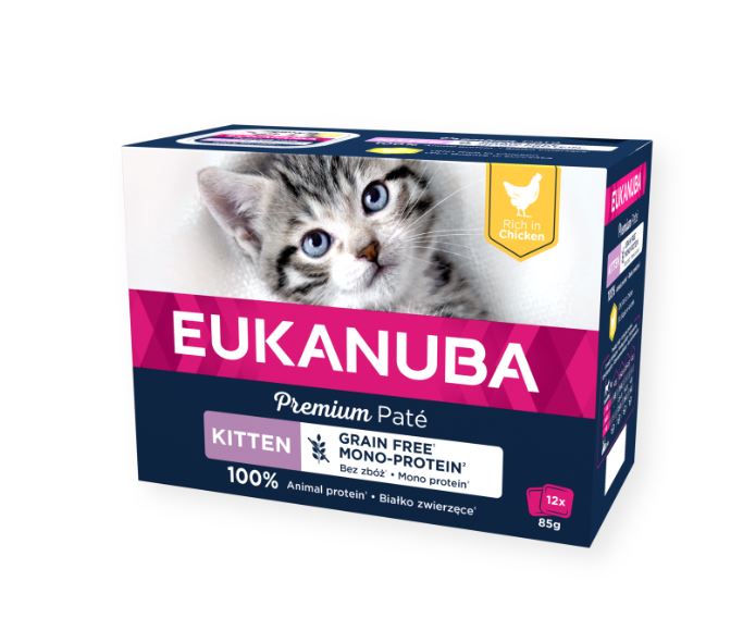 Eukanuba Cat Grain Free Kitten Chicken Mono-Protein Patee 12 x 85 g för kattungar