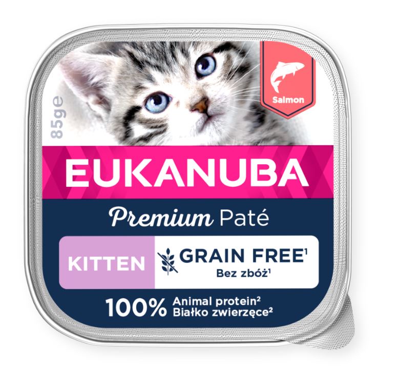 Eukanuba Cat Grain Free Kitten Salmon Patee 85 g för kattungar