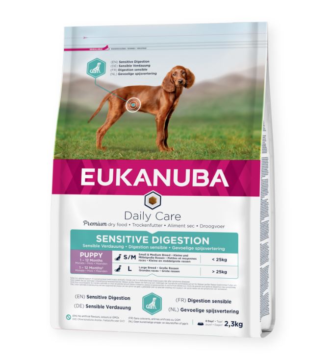 Eukanuba Canine Daily Care Puppy Sensitive Digestion 2,3 kg för hundar