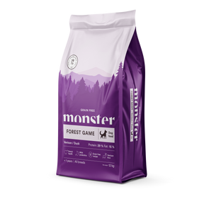 Monster Dog Grain Free Forest Game teraviljavaba kuivtoit koertele hirveliha ja pardiga,