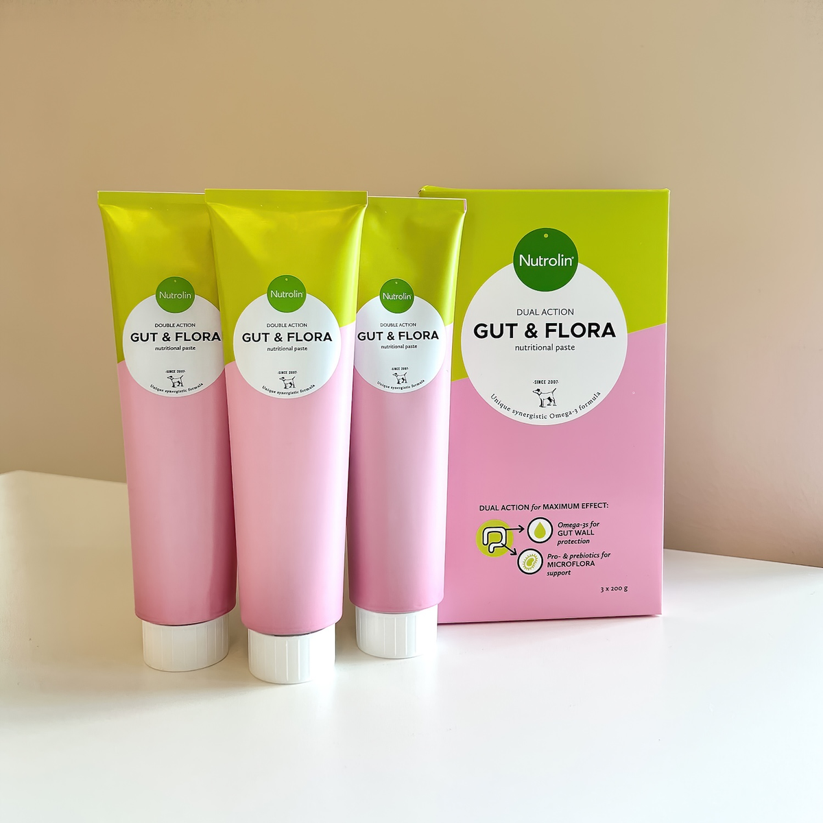 Nutrolin Gut & Flora omegapasta 3 x 200 g för hund och katt