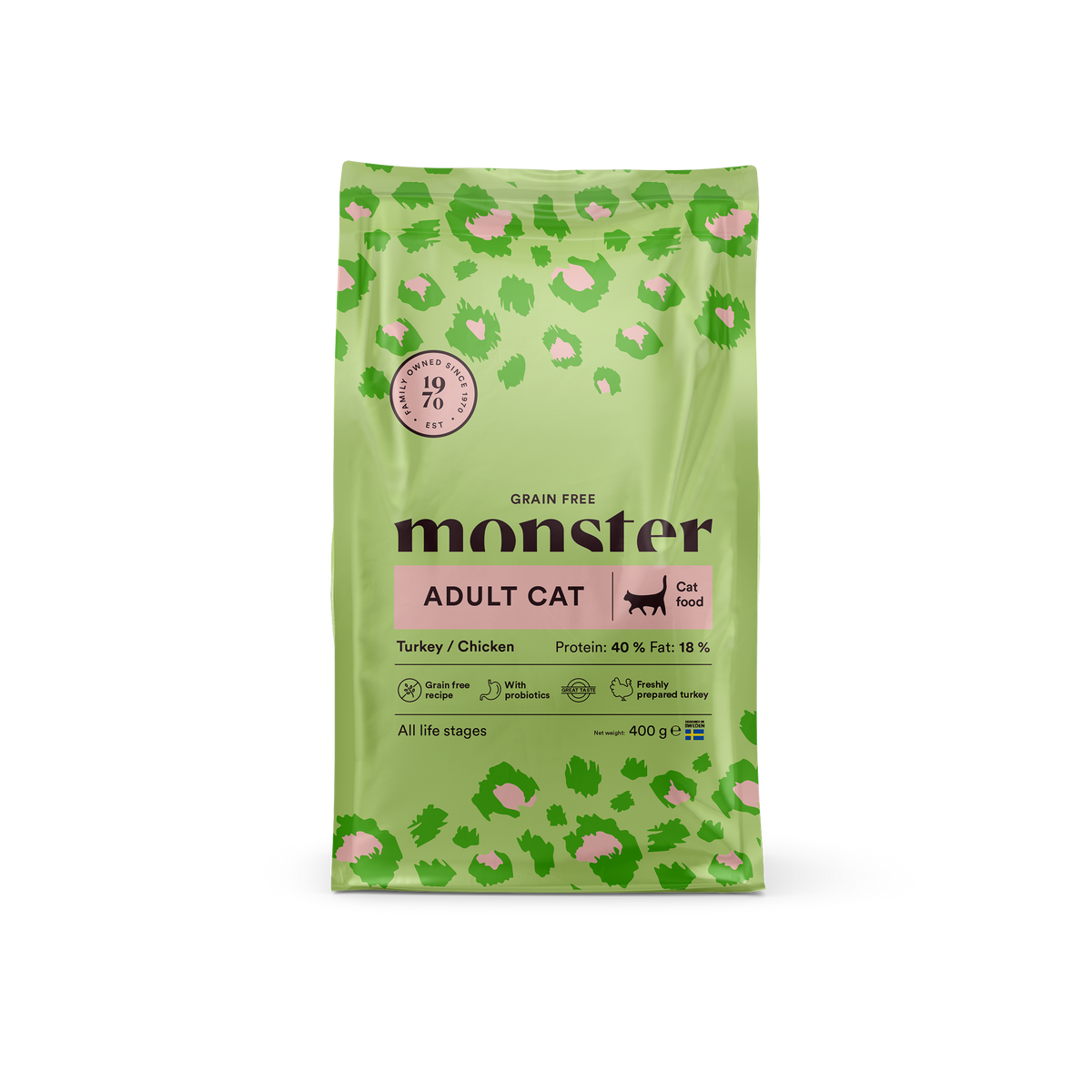 Monster Cat Grain Free Adult kalkon-kyckling 400 g för vuxna katter