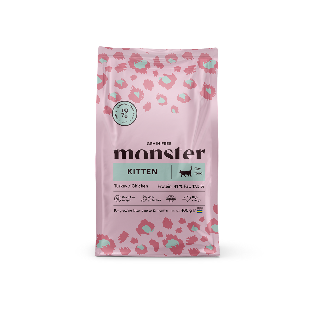 Monster Cat Grain Free Kitten kalkon-kyckling 400 g för kattungar