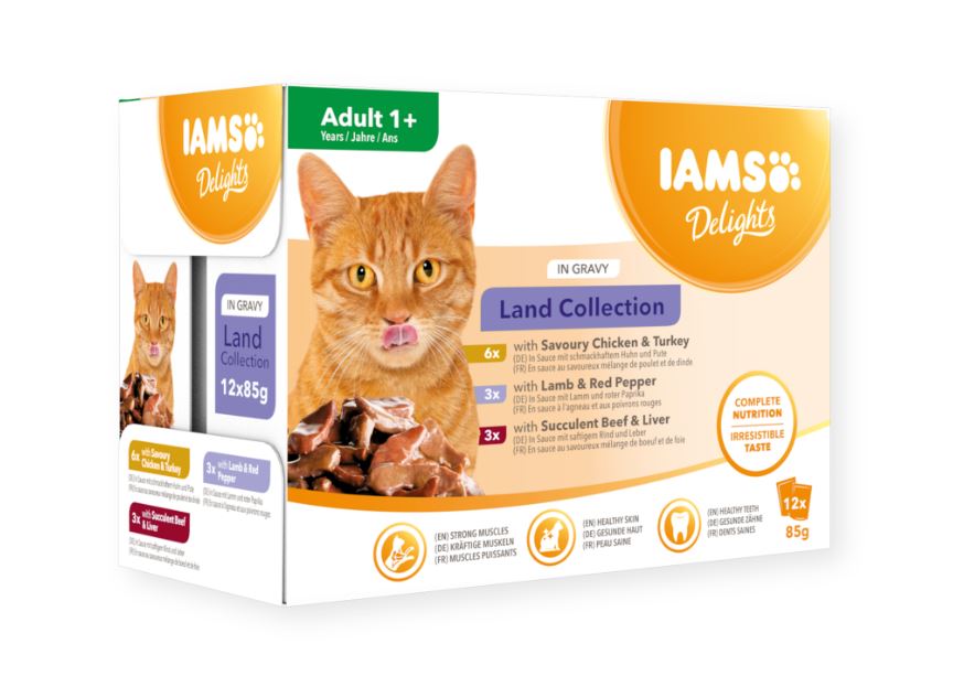 Iams Feline Delights Land Collection i Sås 12 x 85 g för katter