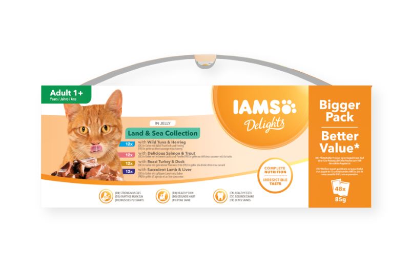 Iams Feline Delights Land & Sea Collection i Sås 12 x 85 g för katter