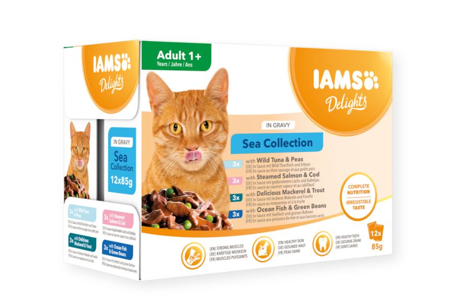 Iams Feline Delights Sea Collection i Sås 12 x 85 g för katter