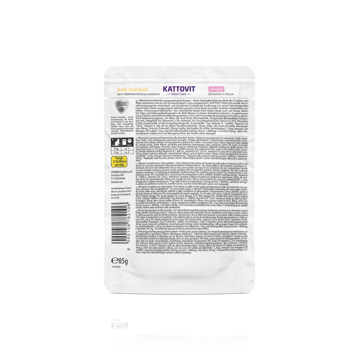 Kattovit Vital Care Anti Hairball lõhe ja linnastega märgtoit kassidele 85 g