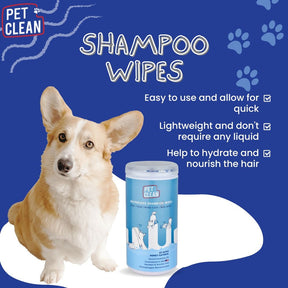 Pet Clean torrschampowipes 50 st för hundar och katter