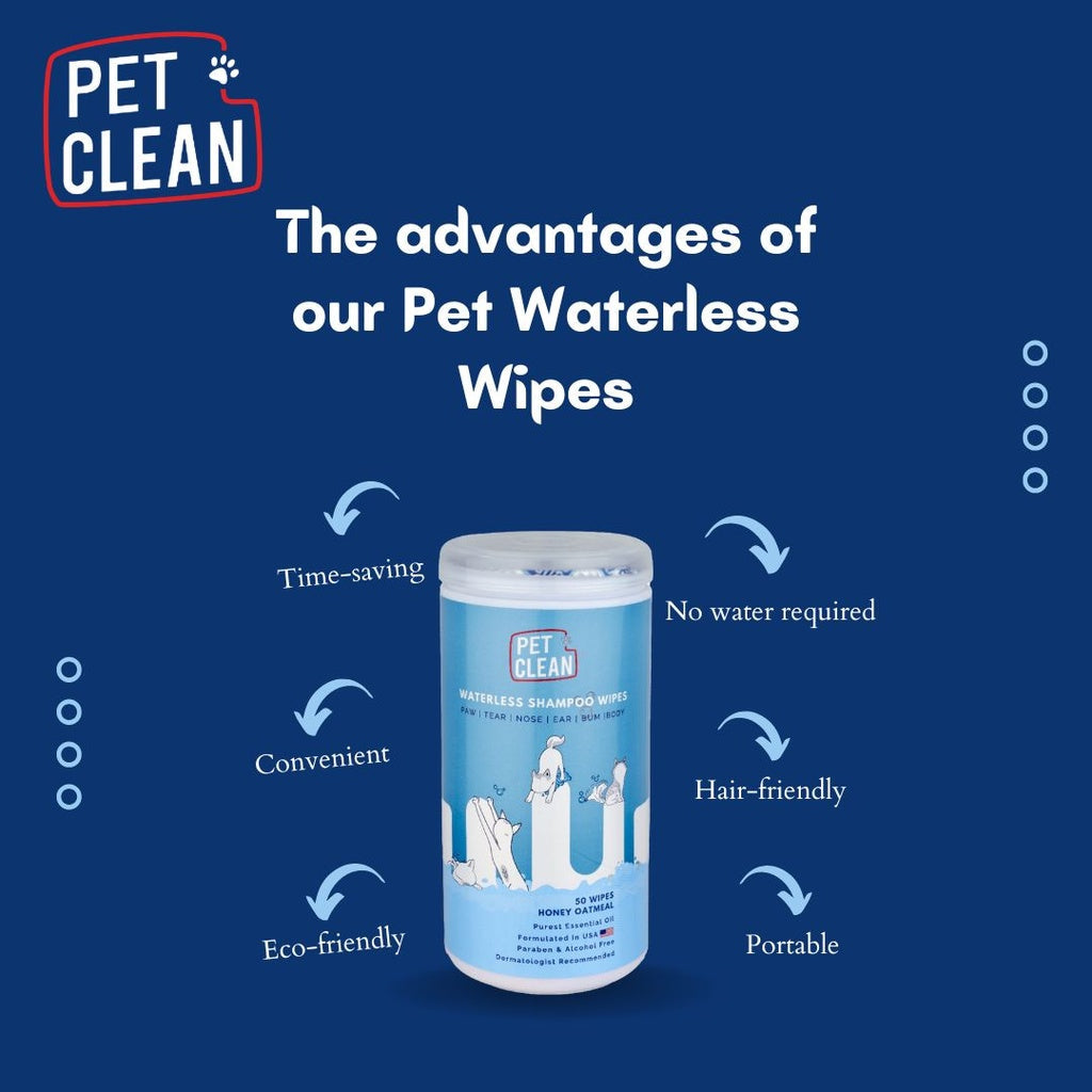 Pet Clean torrschampowipes 50 st för hundar och katter