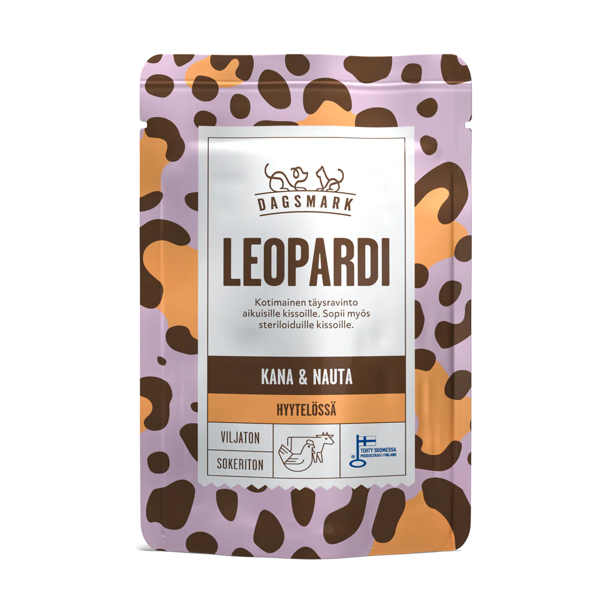 Dagsmark Leopardi kyckling och nötkött i gelé för katter 22 x 80 g