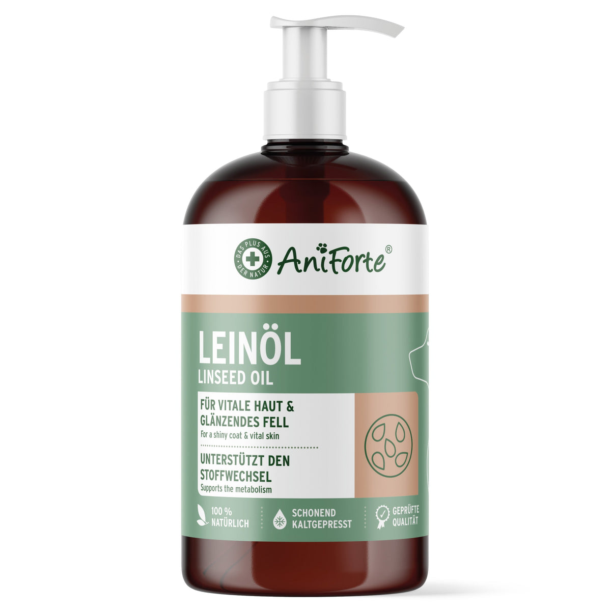 AniForte Linseed Oil tillskott för hundar, katter och hästar 500 ml