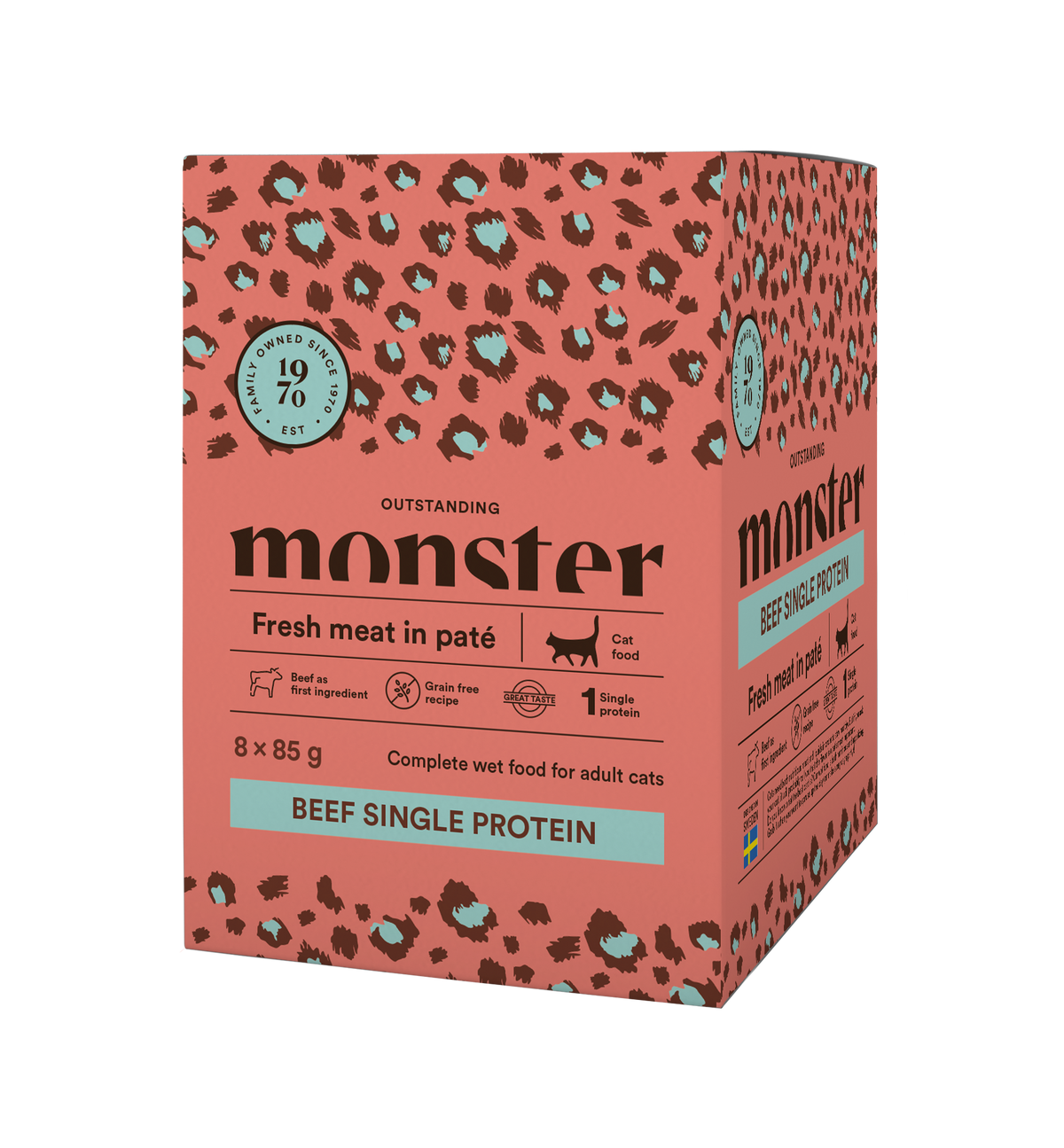 Monster Cat Pouches Adult Beef 8 x 85 g för katter