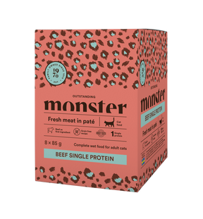 Monster Cat Pouches Adult Beef 8 x 85 g för katter