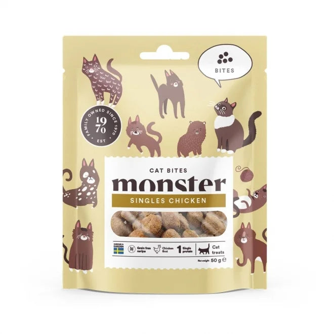 Monster Cat Bites Singles kyckling 50 g för katter