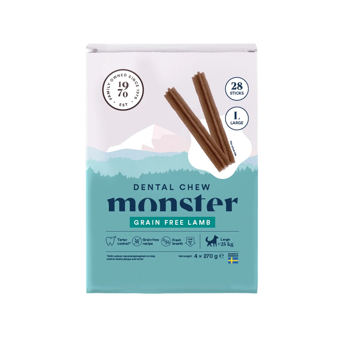 Monster Dental Chew lamm spannmålsfri L 28 st för hundar