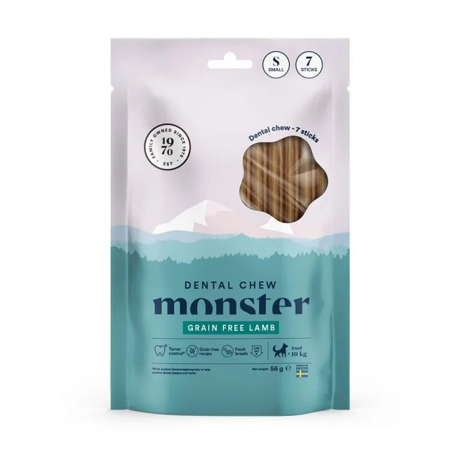 Monster Dental Chew Spannmålsfri Lamm Tuggpinne S för hundar 7 st