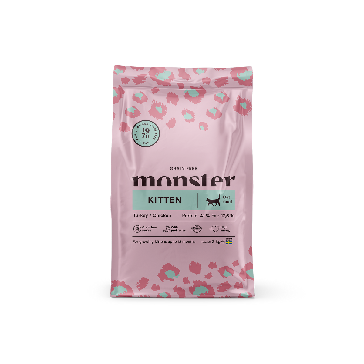 Monster Cat Grain Free Kitten Turkey-Chicken 2 kg för kattungar