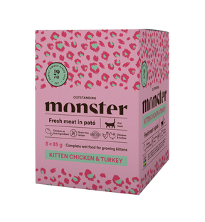 Monster Cat Pouches Kitten Chicken-Turkey 8 x 85 g för kattungar