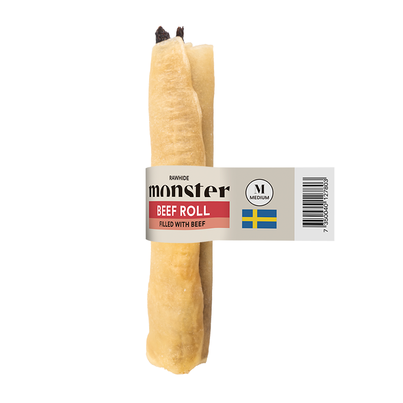 Monster Tuggben Rawhide Medium med nöthjärta 1 st för hundar