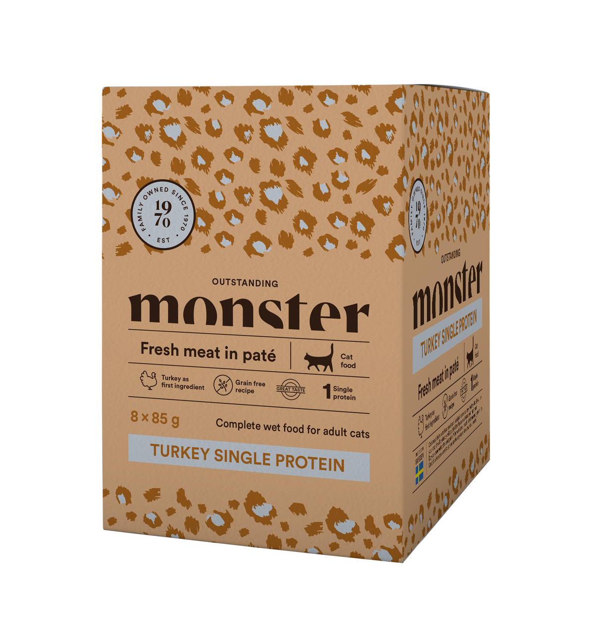 Monster Cat Pouches Adult Turkey 8 x 85 g för katter