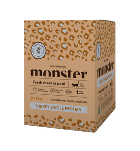 Monster Cat Pouches Adult Turkey 8 x 85 g för katter