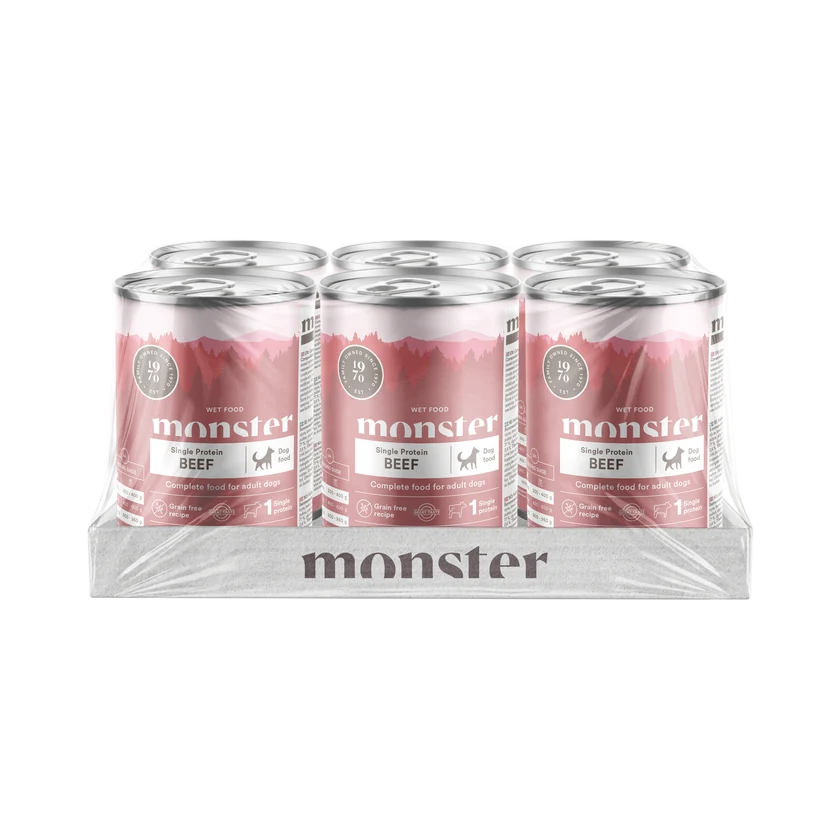 Monster Dog Adult Single Protein Beef 6 x 400 g