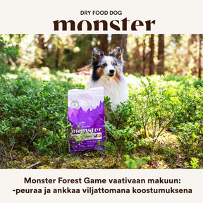 Monster Dog Grain Free Forest Game teraviljavaba kuivtoit koertele hirveliha ja pardiga,