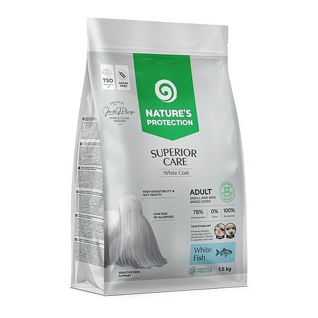Nature's Protection Superior Care White Dogs Adult Small & Mini med vit fisk för hundar 