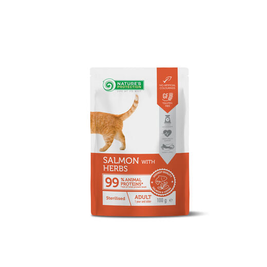Nature's Protection adult sterilised lax & örter för katter 100 g