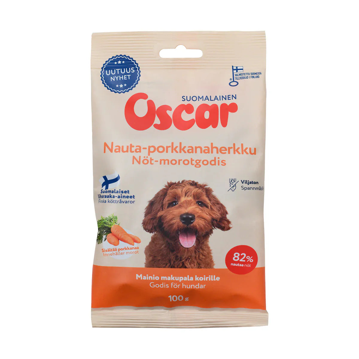 Oscar Nöt- och morotsgodis 100 g för hundar