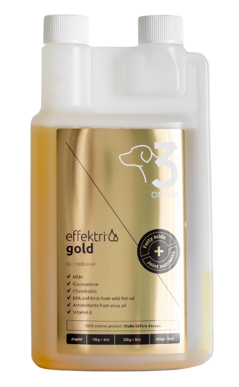 Effektri Gold liigeseid toetav oomega-3 õli koertele