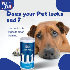Pet Clean Tushie rengöringsservetter för hundar och katter 50 st