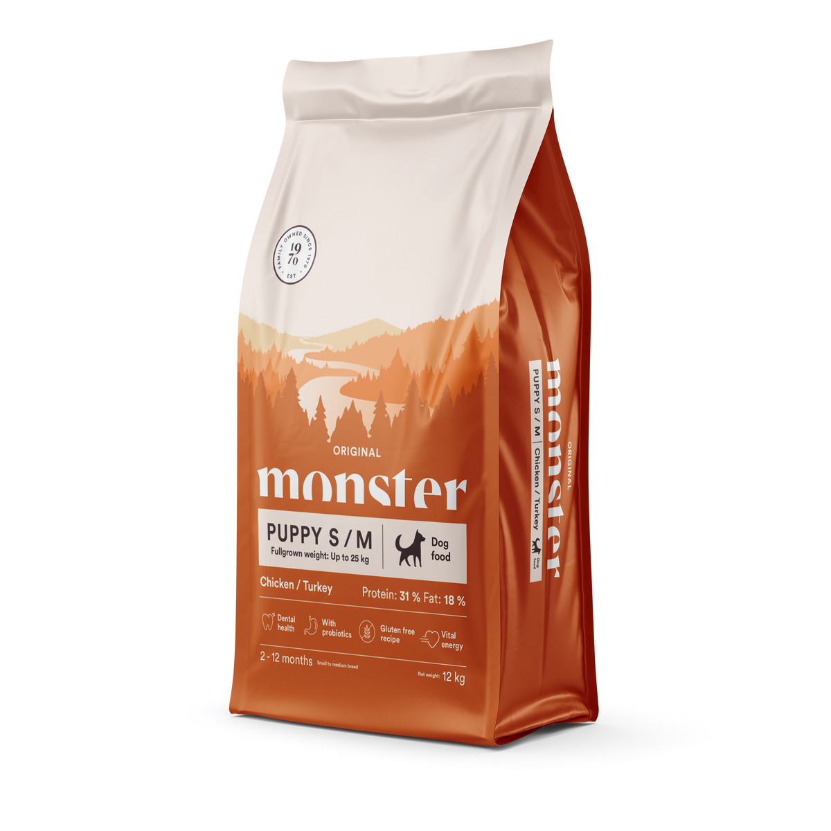 Monster Dog Original Puppy S/M Chicken-Turkey 12 kg för valpar