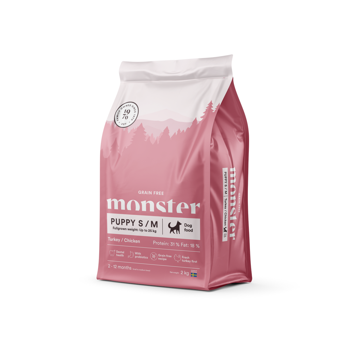 Monster Dog Grain Free Puppy S/M Turkey-Chicken 2 kg för valpar
