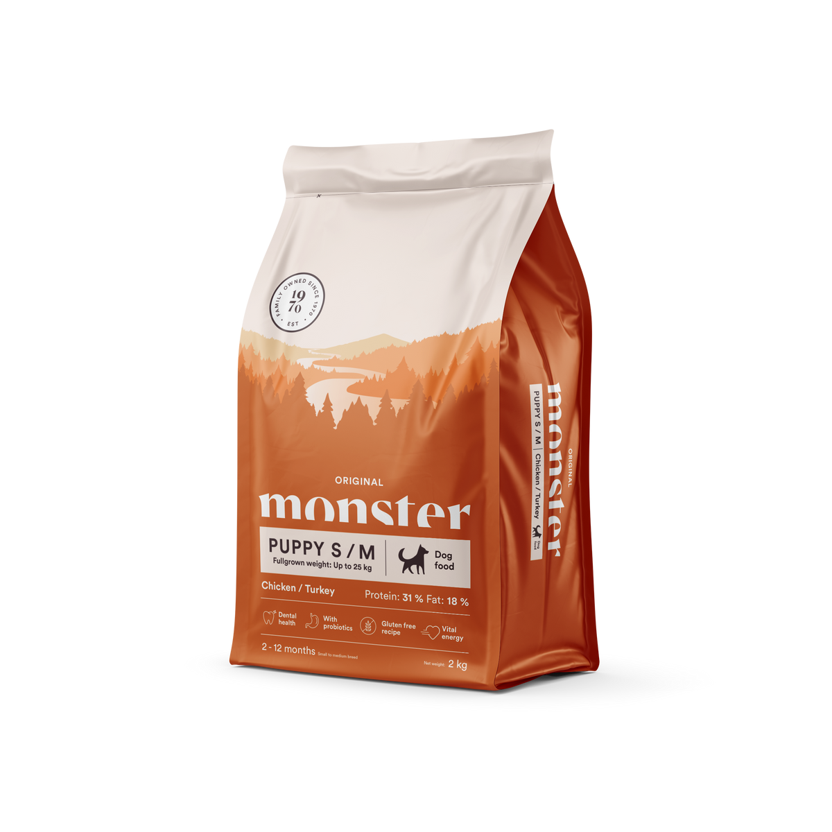 Monster Dog Original Puppy S/M Chicken-Turkey 2 kg för valpar