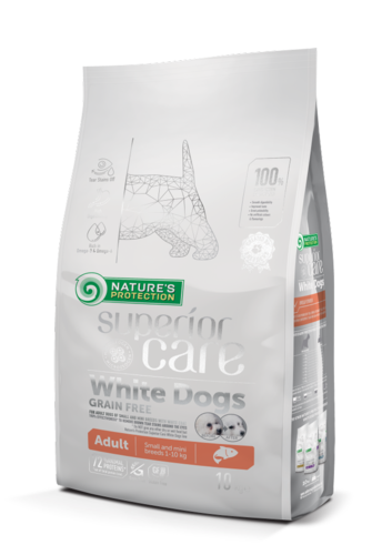 Nature’s Protection Superior Care White Dogs Adult Small & Mini kuivtoit väikest ja minitõugu koertele lõhega, 1,5 kg.