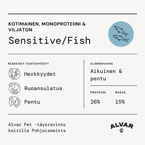 Alvar Pet Sensitive/Fish torrfoder för hundar