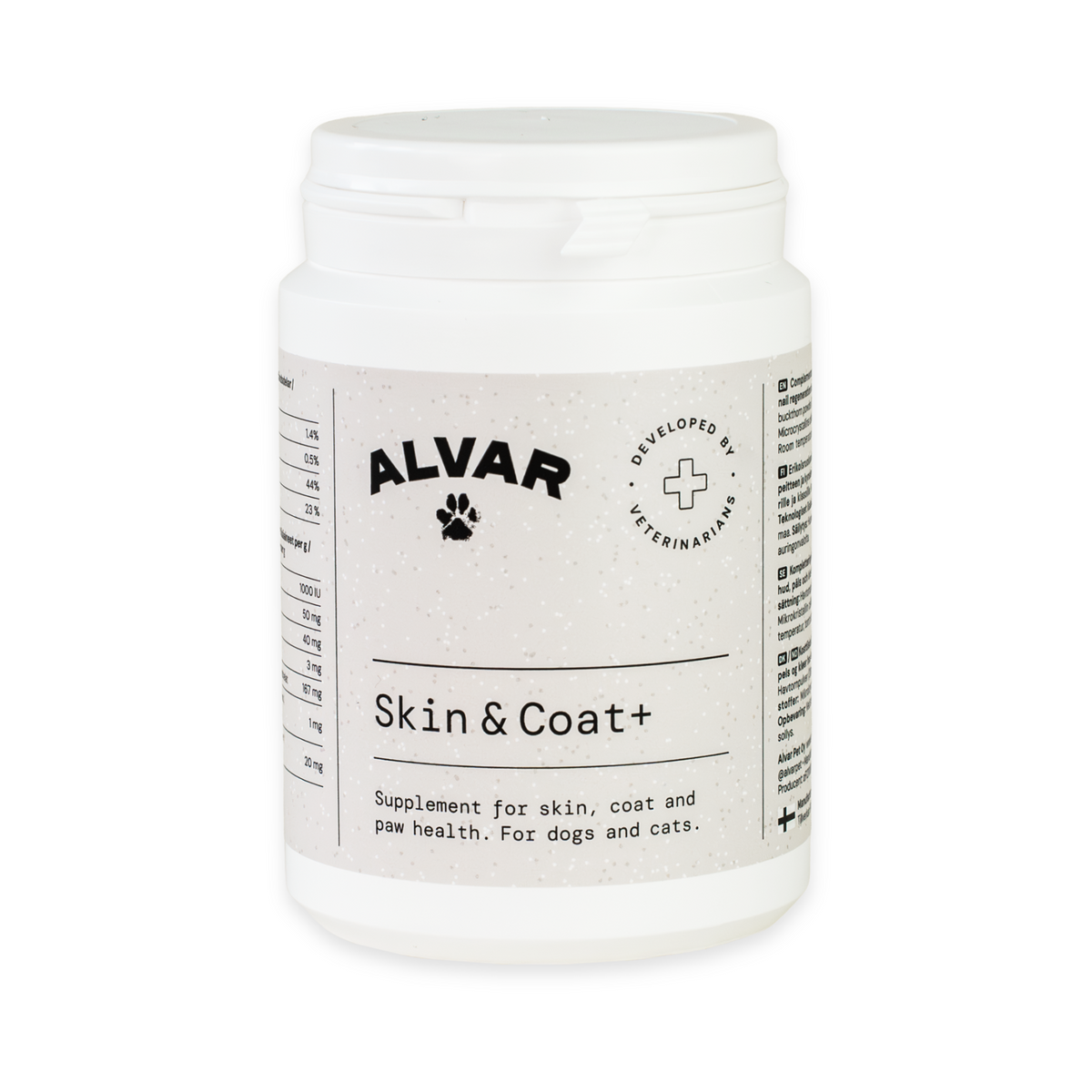 Alvar Pet Skin & Coat+ kosttillskott för hund och katt 140 g