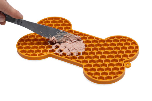 Beeztees LickMat Bone slickmatta orange 18 cm för hundar