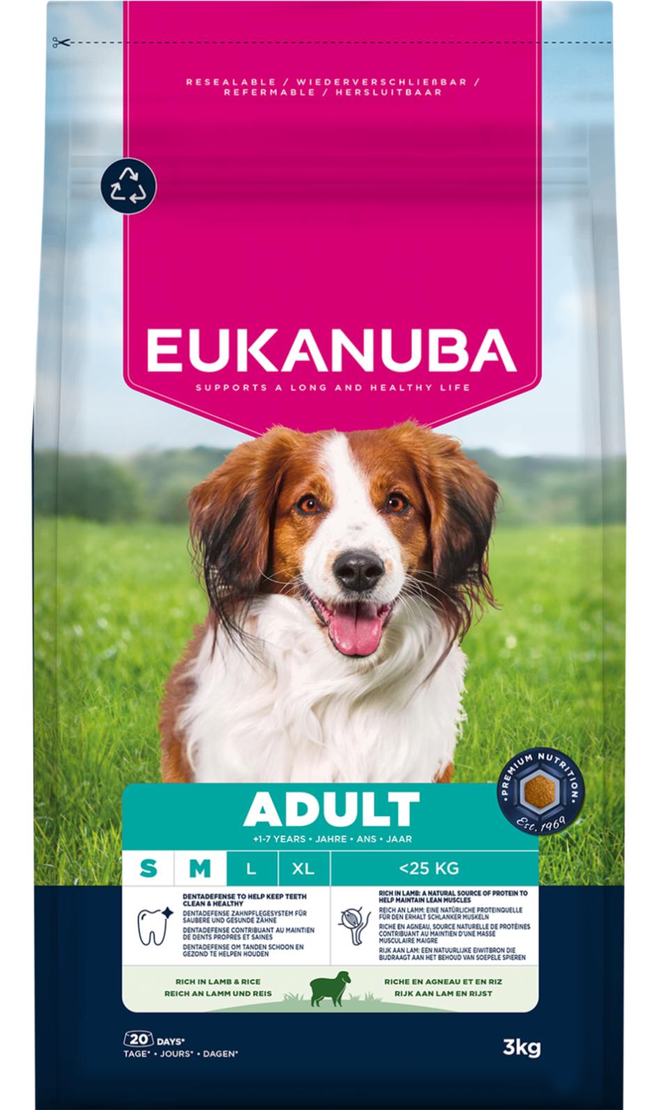 Eukanuba Adult Small & Medium Lamb & Rice lamba ja riisiga kuivtoit väikest ja keskmist kasvu koertele