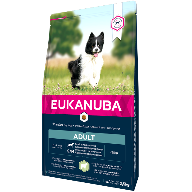 Eukanuba Canine Adult Small & Medium Lamb & Rice 2,5 kg för hundar