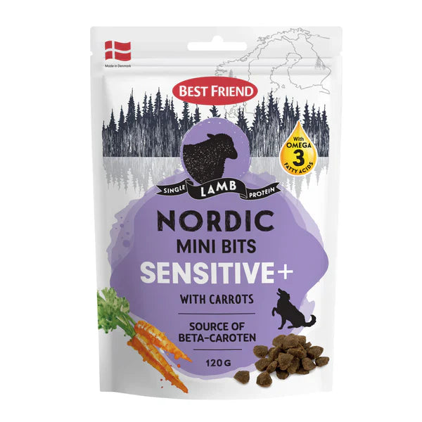 Best Friend Nordic Mini Bits Sensitive+ lammgodis 120 g för hundar