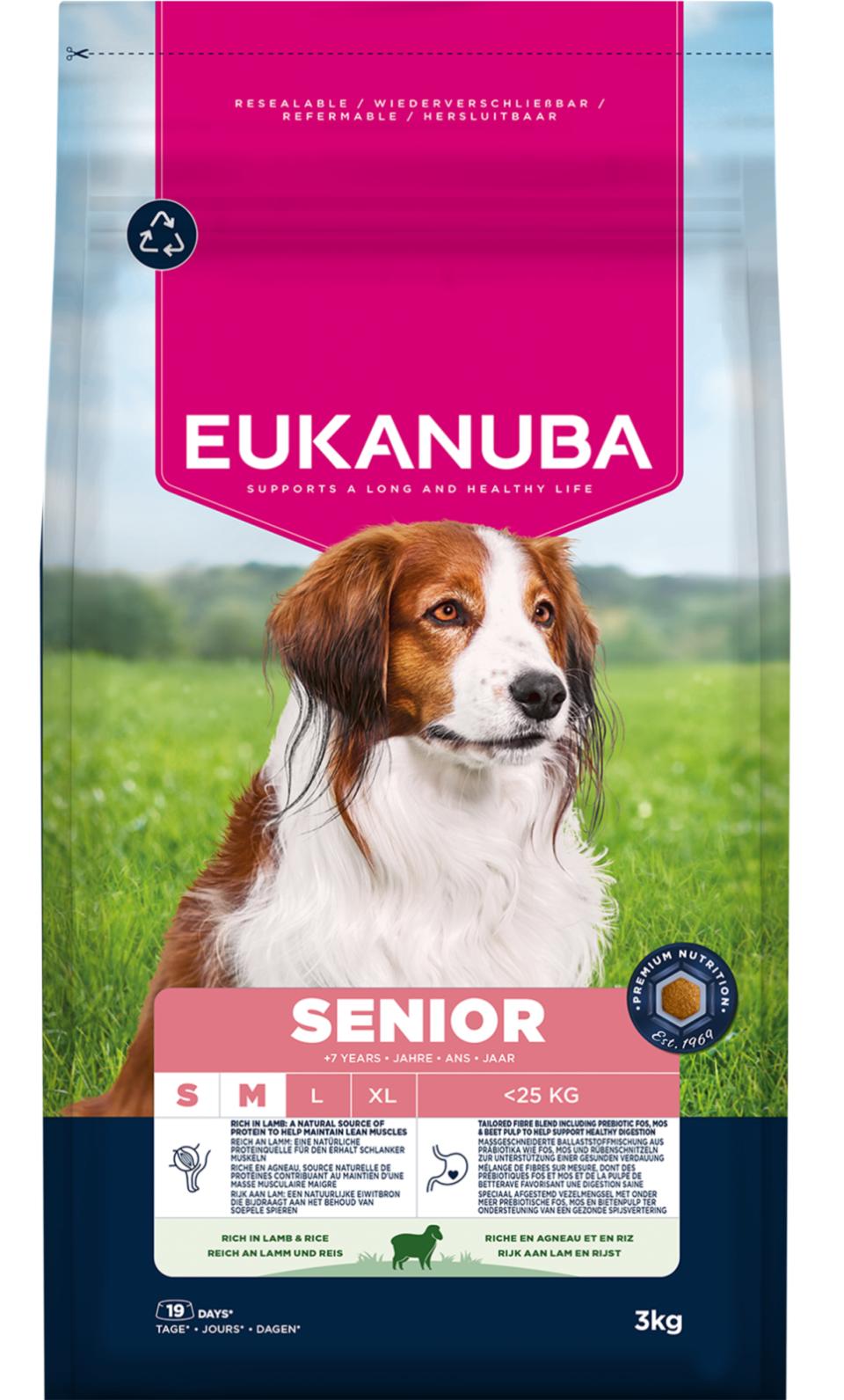 Eukanuba Senior Small/Medium Lamb & Rice torrfoder för hund