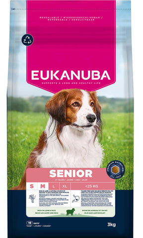 Eukanuba Senior Small/Medium Lamb & Rice torrfoder för hund