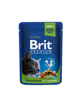 Brit Premium Cat Pouches Chicken Slices för kastrerade katter 100 g