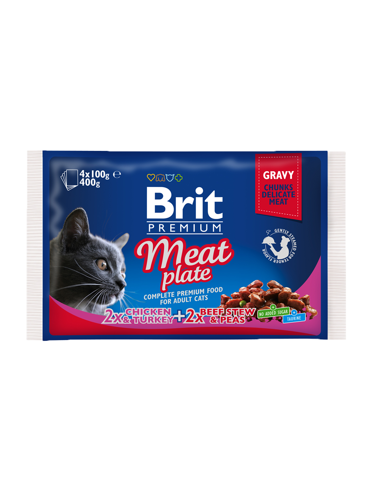 Brit Premium Cat Pouches Meat Plate 4 x 100 g