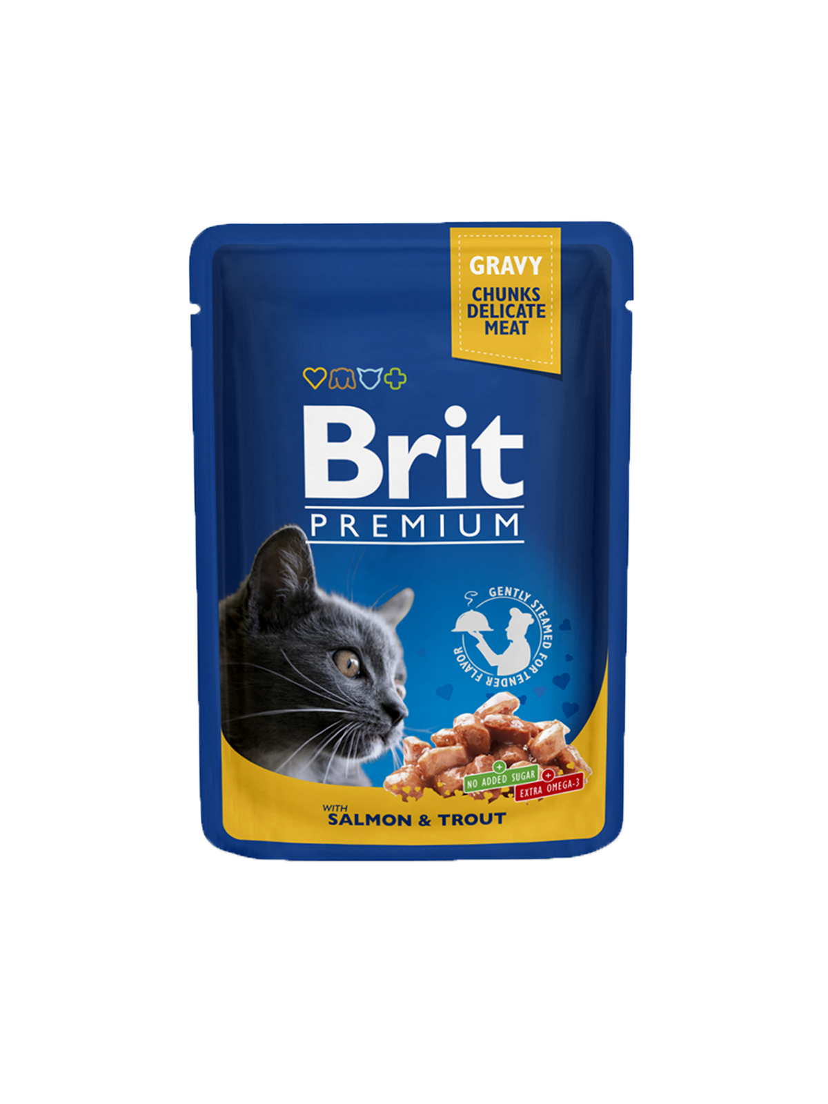 Brit Premium Cat Pouches with Salmon and Trout in Gravy 24 x 100 g